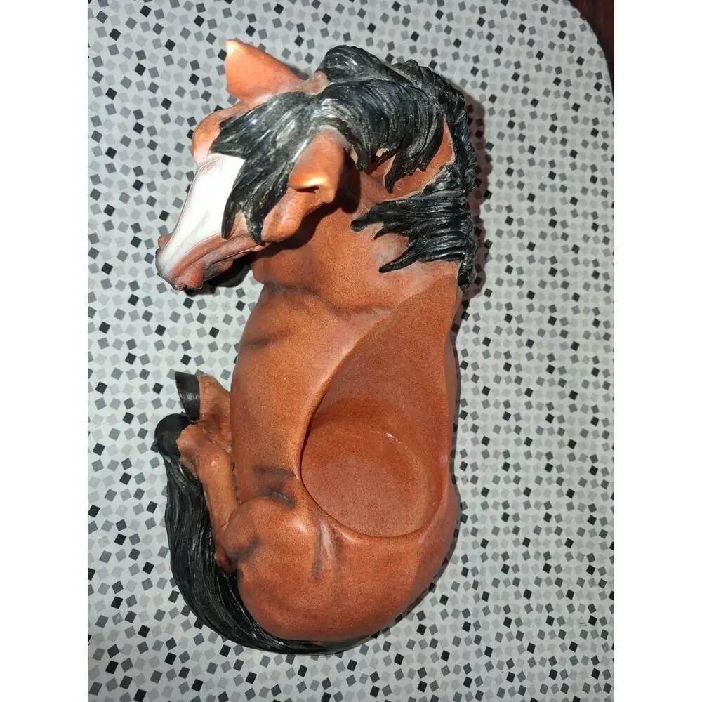 Sculpted Brown Horse Wine Bottle Holder Resin